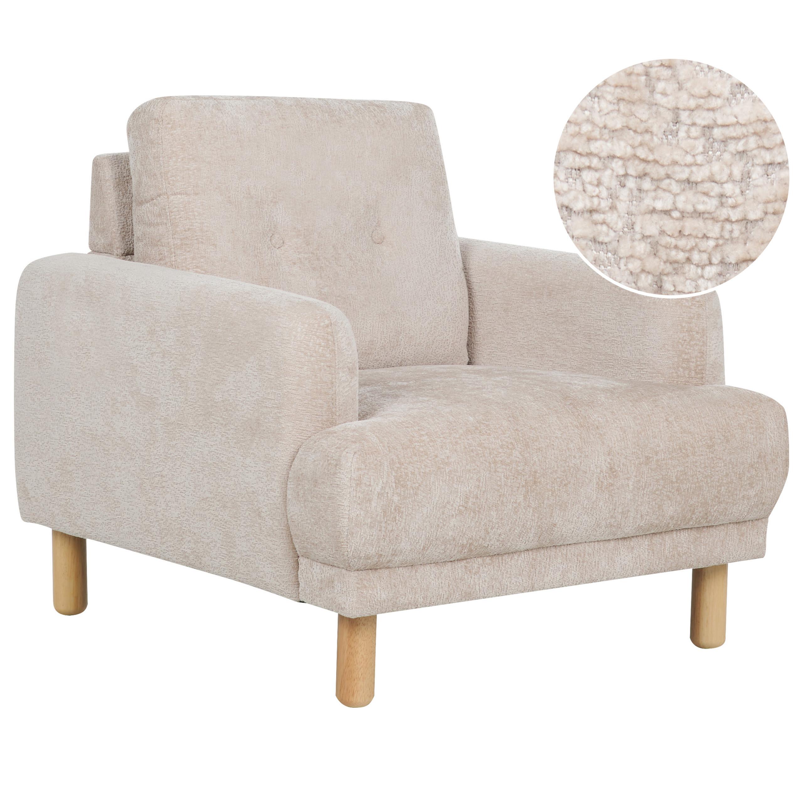 SESSEL Bouclé Beige Tuve - Hellbraun/Beige, Textil (88/85/90cm) - Beliani