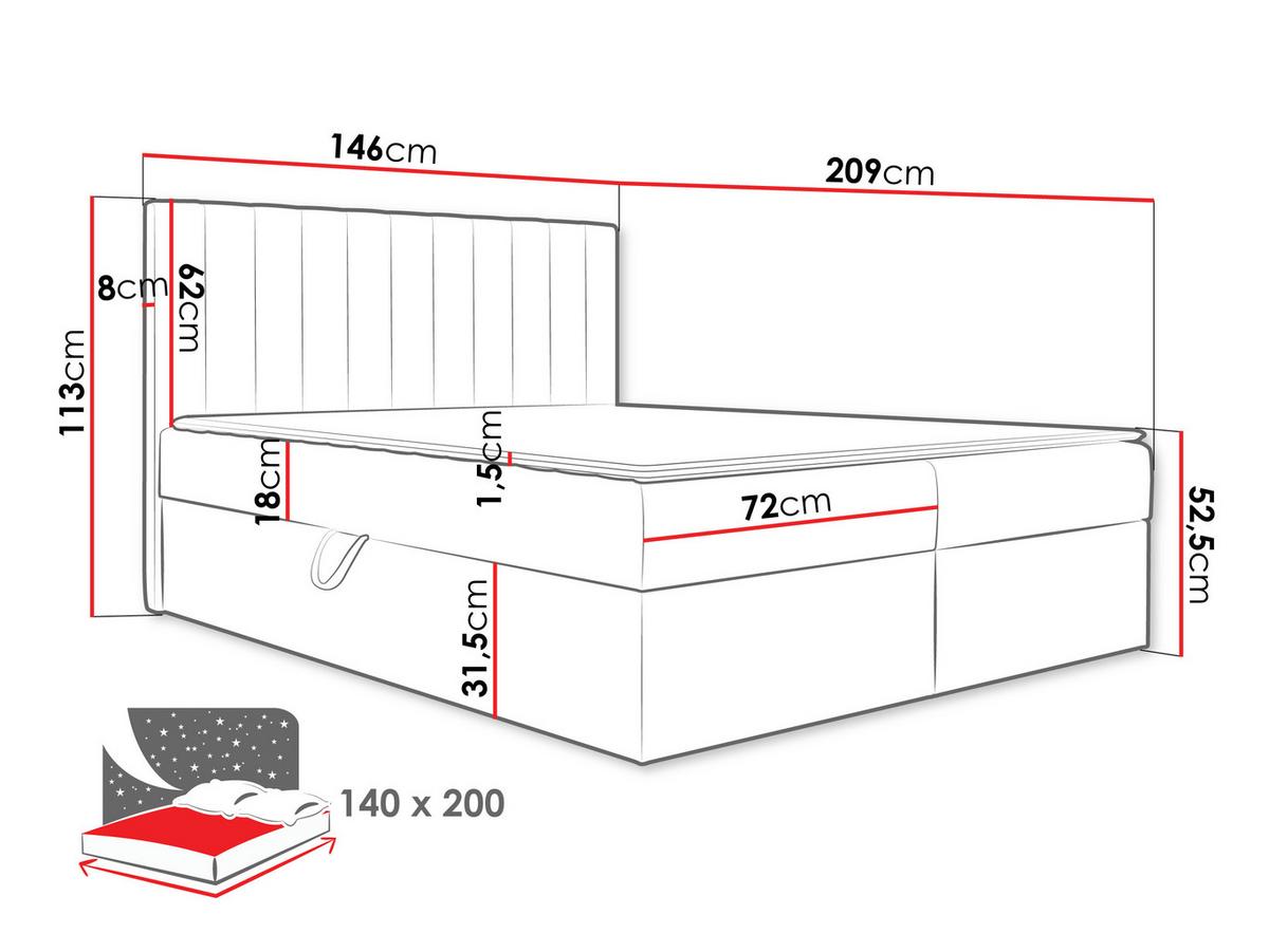 BOXBETT Everest - H3 - Beige/Schwarz, Holzwerkstoff/Kunststoff (140/200cm) - MIRJAN24