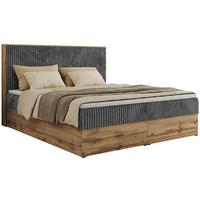 BOXBETT WOOD CLASSIC 160/200 - Grau Cord - H4 - Grau, Textil (160/200cm) - MKS