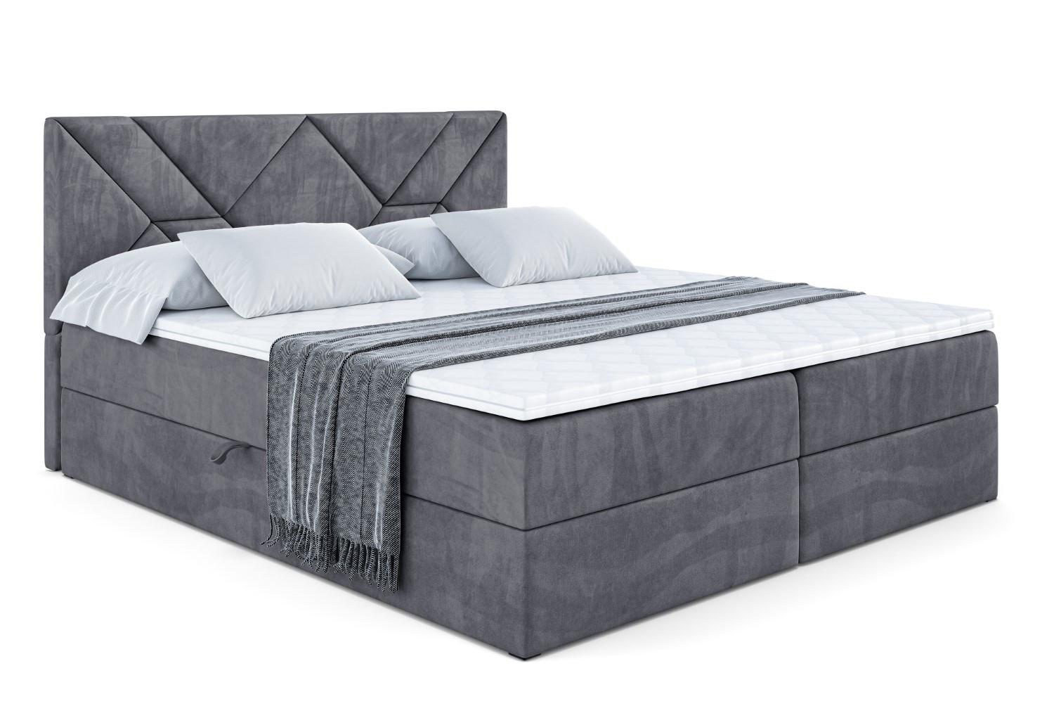 BOXBETT mit Matratze H4 und Lattenrost - BARWA - 200 x 200 - H4 - Dunkelgrau - Dunkelgrau, Holzwerkstoff (200/200cm) - ALTDECOR