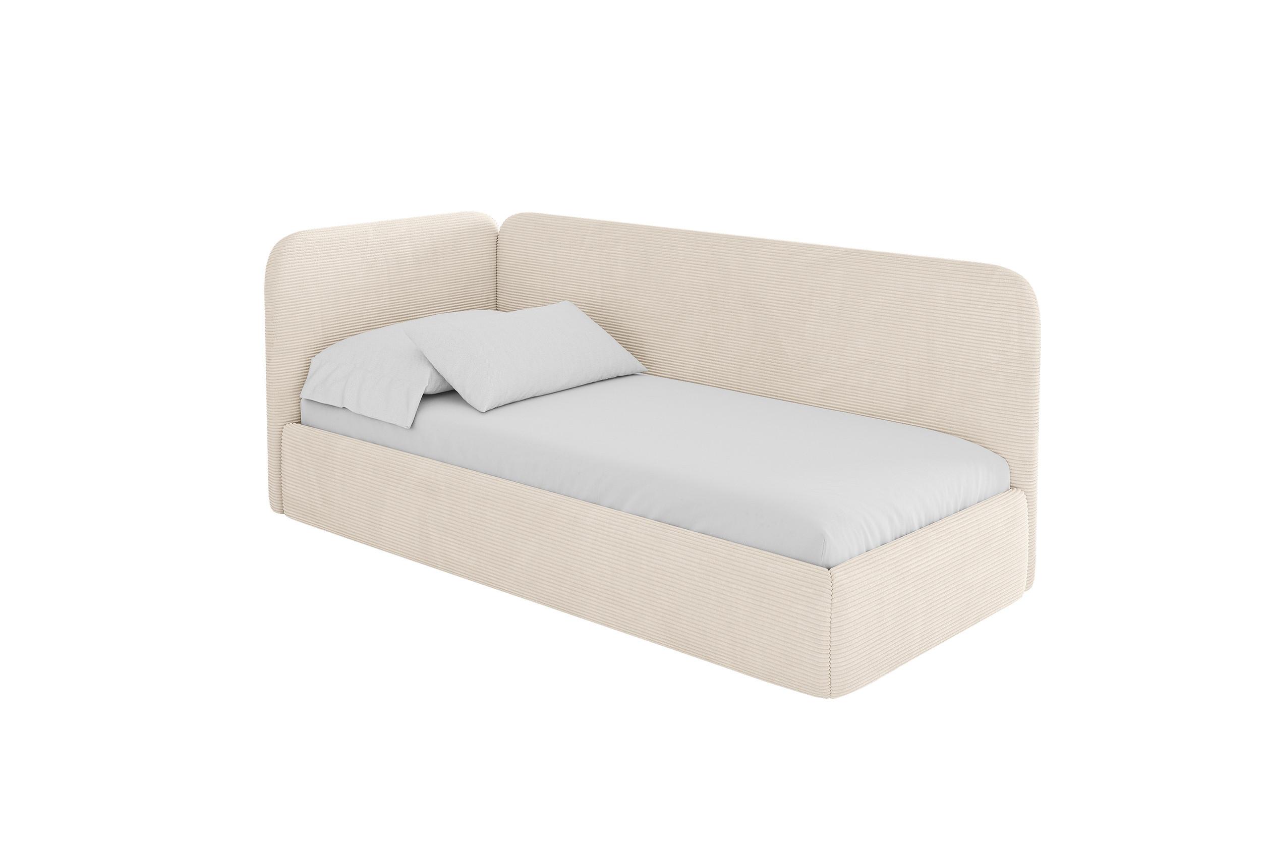 EINZELLBETT Jugendbett mit Bettkasten und Matratze H3/H4, Rechts - ELSY 100x200 Beige - Kaschmir, Holzwerkstoff/Textil (100/200cm) - ALTDECOR