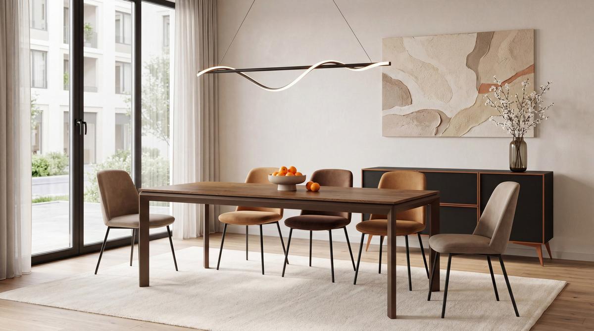 ESSTISCH Elan rechteckig ausziehbar verlängerbar mit Braunen Metallbeinen, Eiche Braun Rustikal 180-270/90/76 cm - Alteiche/Braun, Holzwerkstoff/Metall (90/270/78cm) - WFL GROUP