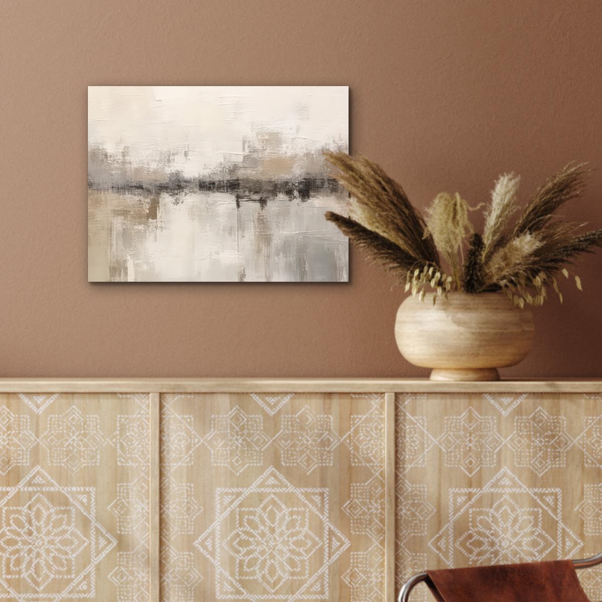 METALLBILD Moderne Kunst - Abstrakt - Beige 40x30 cm - Beige, Metall (40/30cm) - MuchoWow