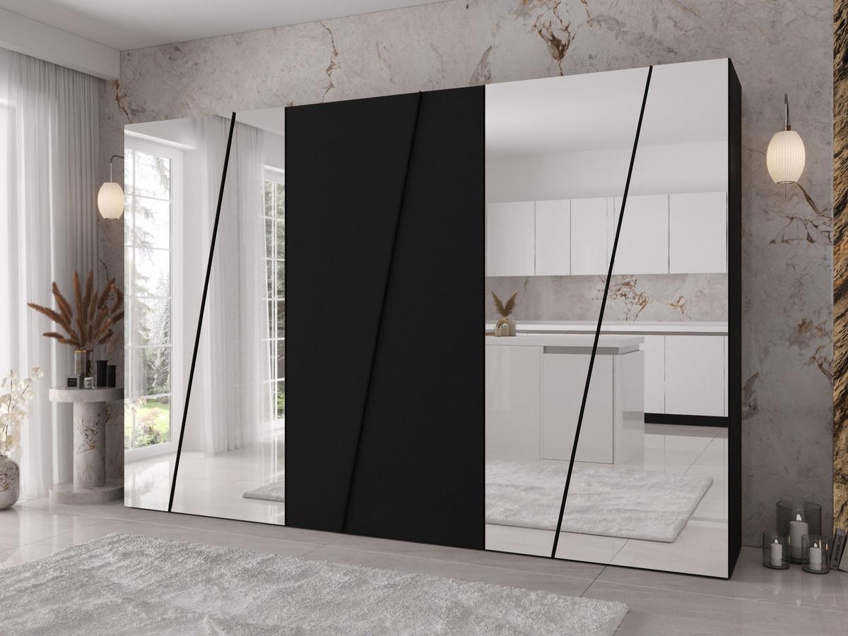 DREHTÜRENSCHRANK Zen 4L 300 cm - Schwarz, Holzwerkstoff/Kunststoff (300/202/50cm) - MIRJAN24