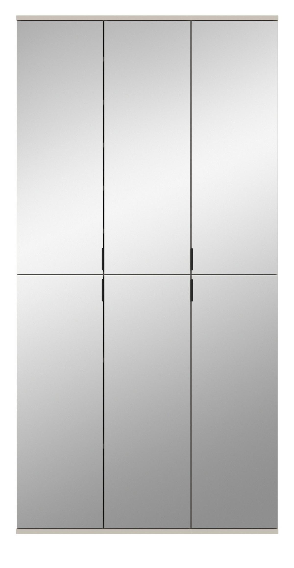 GARDEROBENSCHRANK Kaschmir 91 x 193 cm, Flurschrank mit Spiegel - Kaschmir/Schwarz, Glas/Holzwerkstoff (91/193/34cm) - Inn.Furn