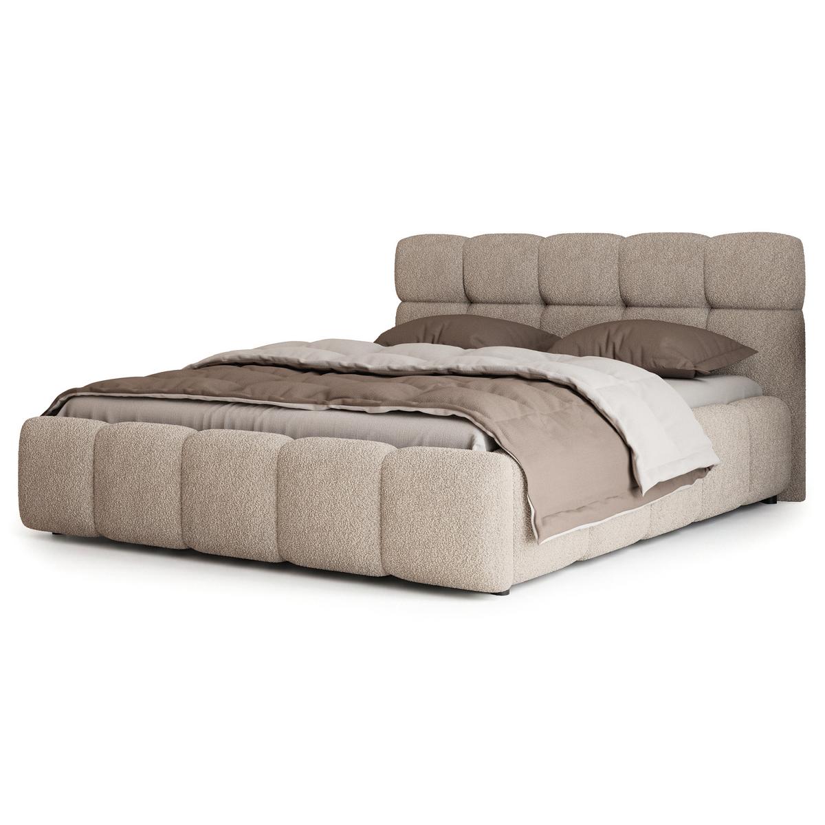 POLSTERBETT FARU Q 160x200 cm mit Bettkästen - Beige - Beige, Holz (160/200cm) - MASSENO
