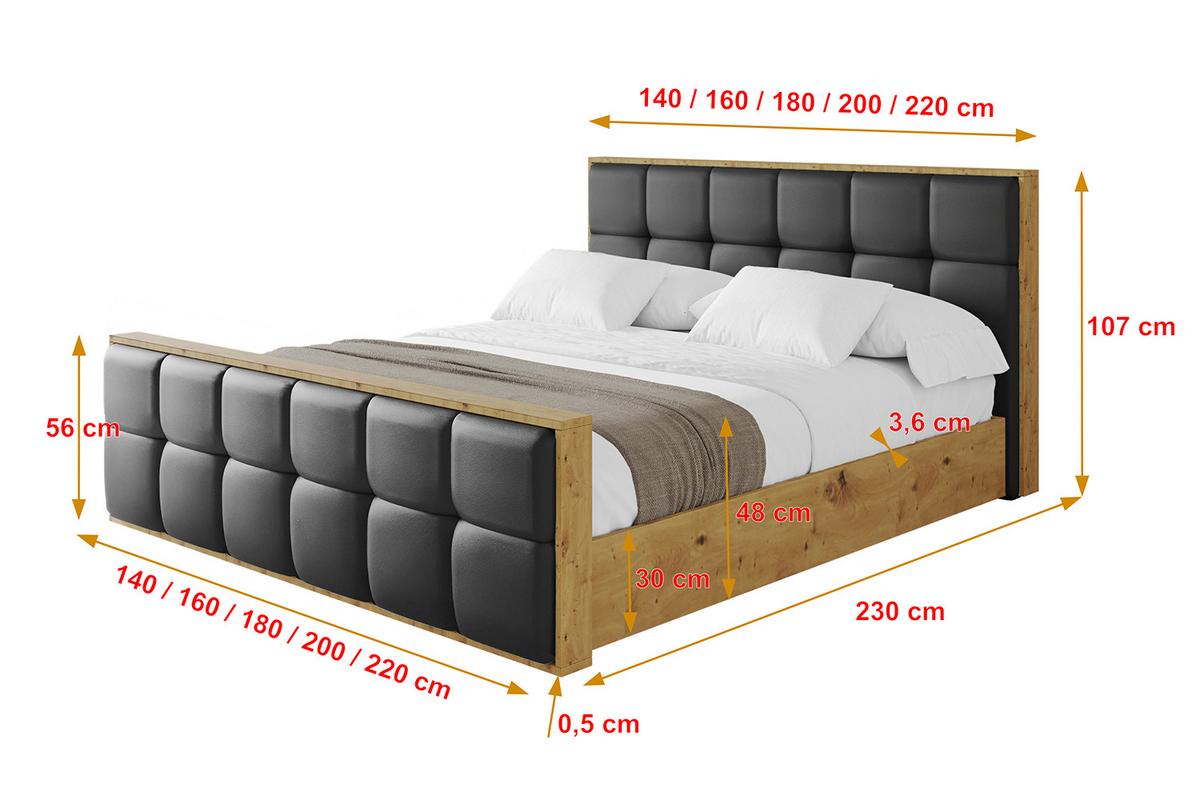 POLSTERBETT mit Bettkasten, Fußteil und Lattenrost, Boxbett ohne Matratze - ENZO7-Z 120x200 - Schwarz Hochglanz, Holzwerkstoff/Textil (120/200cm) - ALTDECOR