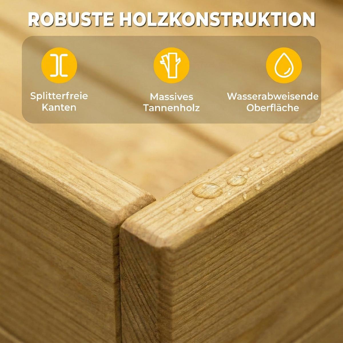 SANDKASTEN 2er Set Tannenholz Kunststoff Gelb - Gelb, Holz (150/90/19.5cm) - AIYAPLAY