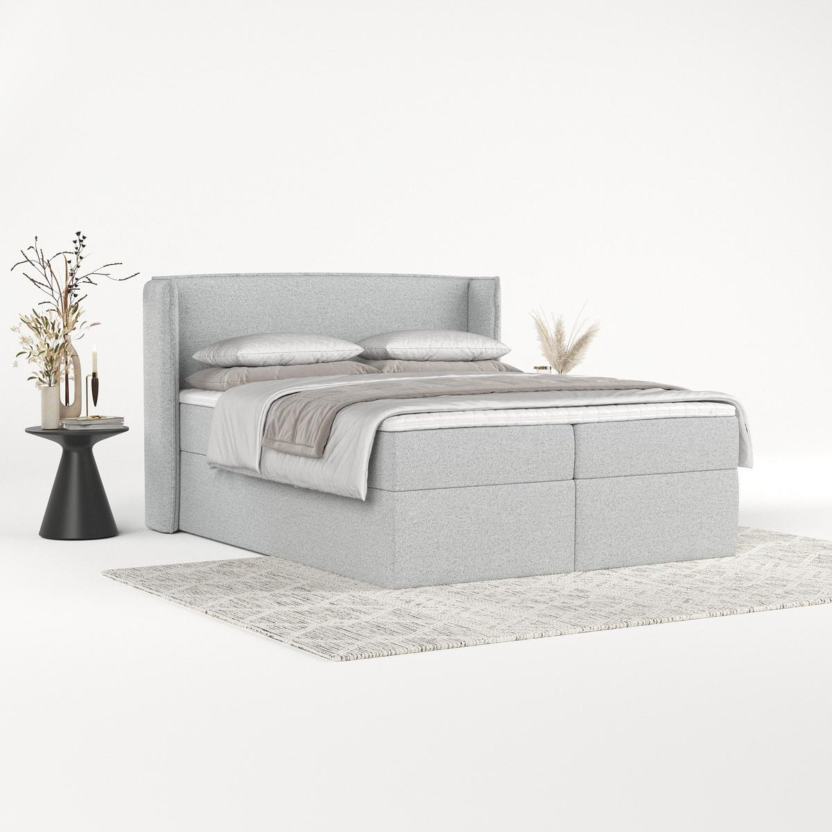 BOXBETT Viva 180/200 cm Hellgrau im Riva Stoff - Hellgrau/Schwarz, Holz/Holzwerkstoff (180/200cm) - AltaBeds