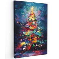 LEINWANDBILD Weihnachtsbaum - Weihnachten - Abstrakt - Farbenfroh Deko Groß 90x140 cm - Multicolor, Textil (90/140cm) - MuchoWow