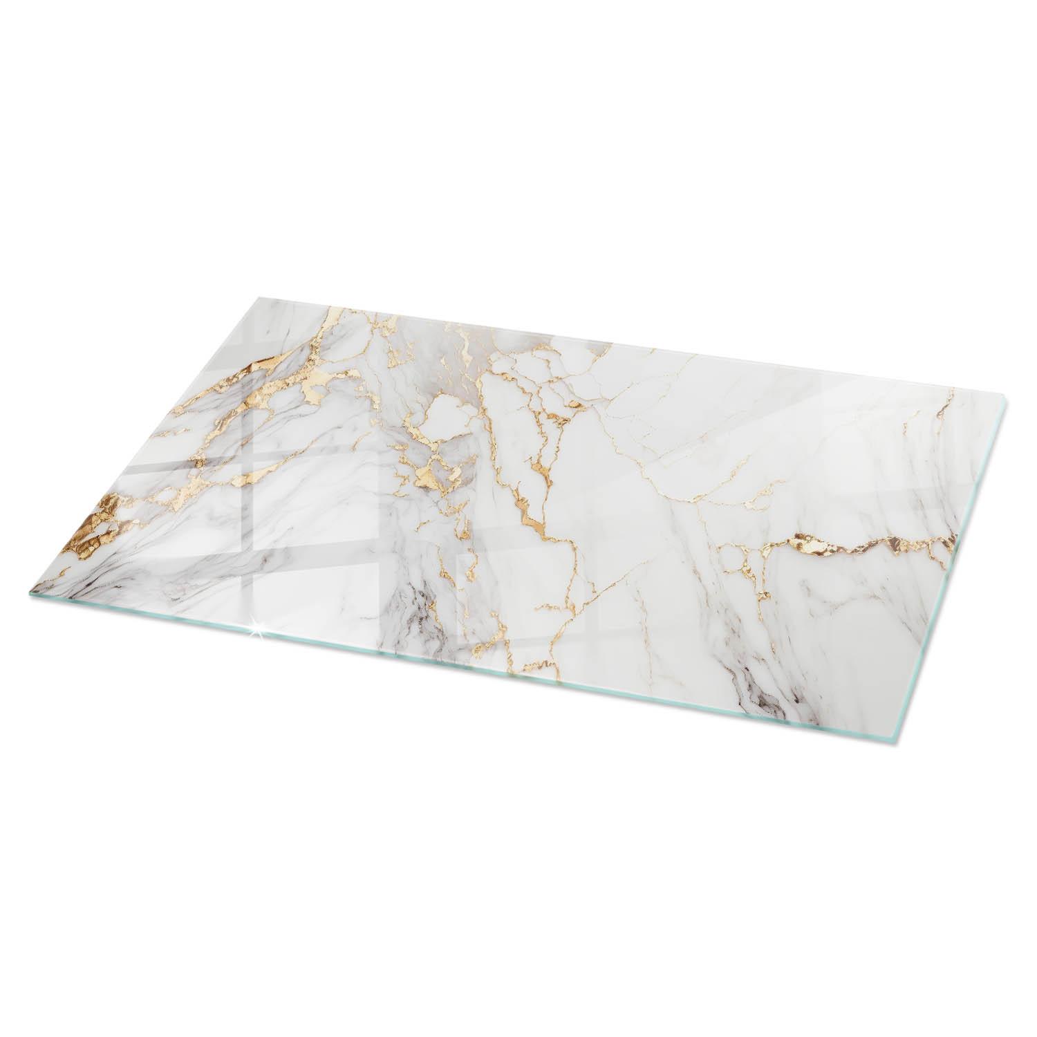 TISCHPLATTE 120x60 cm Eleganter Marmor mit Adern - Weiß, Glas (0.4/120/60cm) - TULUP