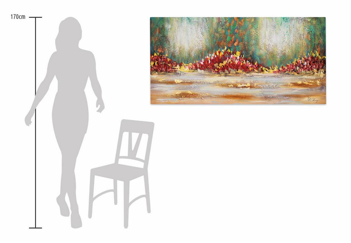 ACRYLBILD HANDGEMALT 120/60 cm - Blau/Rot, Holz/Textil (120/60cm) - KUNSTLOFT