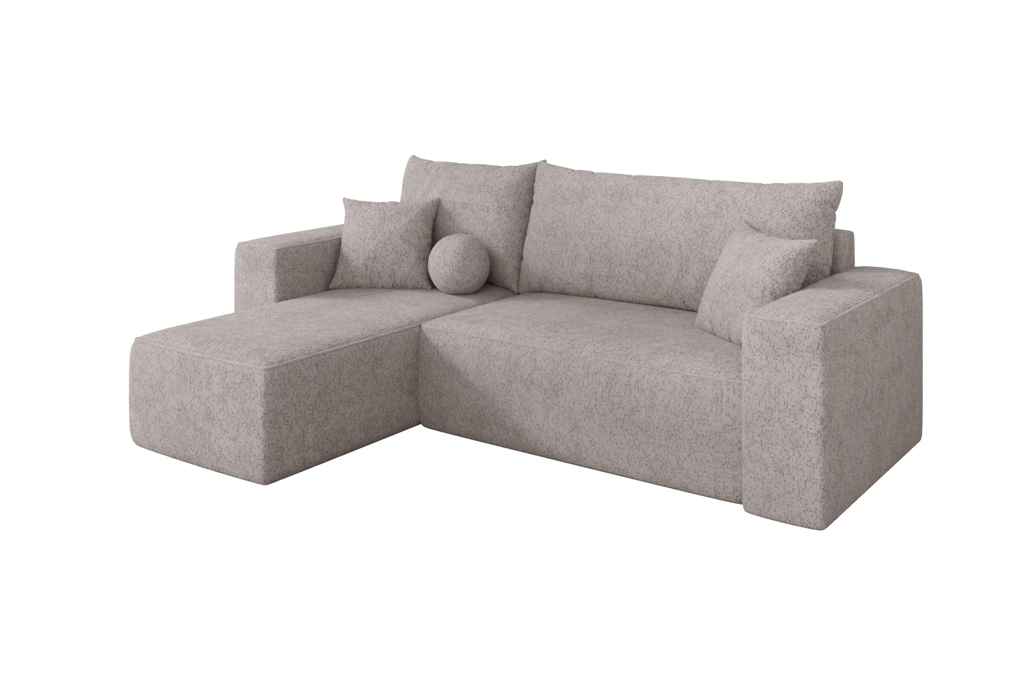 ECKSOFA mit Schlaffunktion Ottomane Links SENO-L 249x139x85 Hellgrau Velours - Hellgrau/Schwarz, Holzwerkstoff/Kunststoff (249/139cm) - ALTDECOR