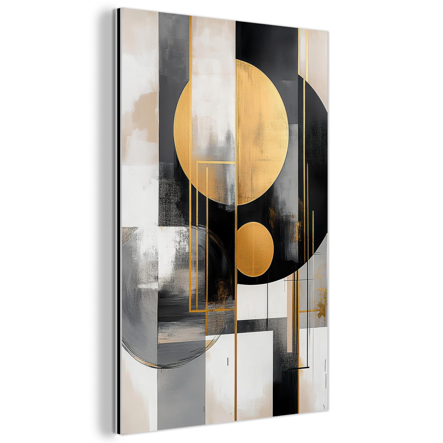 METALLBILD Abstrakt - Gold - Silber - Formen - Ästhetisch - Modern 20x30 cm - Goldfarben, Metall (20/30cm) - MuchoWow