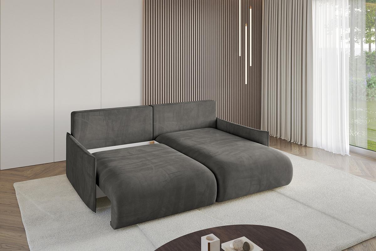 ECKSOFA Ottomane rechts ONESK-L -v1 216x177x72 Dunkelgrau Velours - Anthrazit, Holzwerkstoff/Kunststoff (177/216cm) - ALTDECOR
