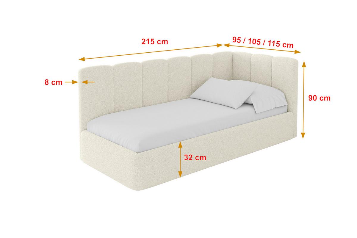 EINZELLBETT Jugendbett mit Bettkasten und Matratze H3/H4, Links - DEXY 100x200 Beige - Champagner, Holzwerkstoff/Textil (100/200cm) - ALTDECOR