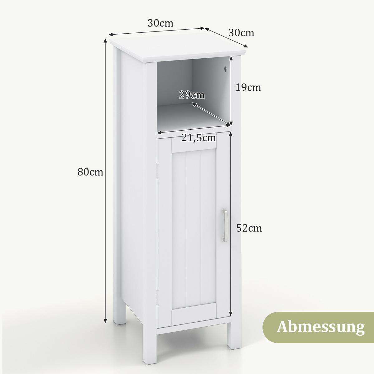 AUFBEWAHRUNGSSCHRANK Weiß - Weiß, Holzwerkstoff (30/80/30cm) - COSTWAY