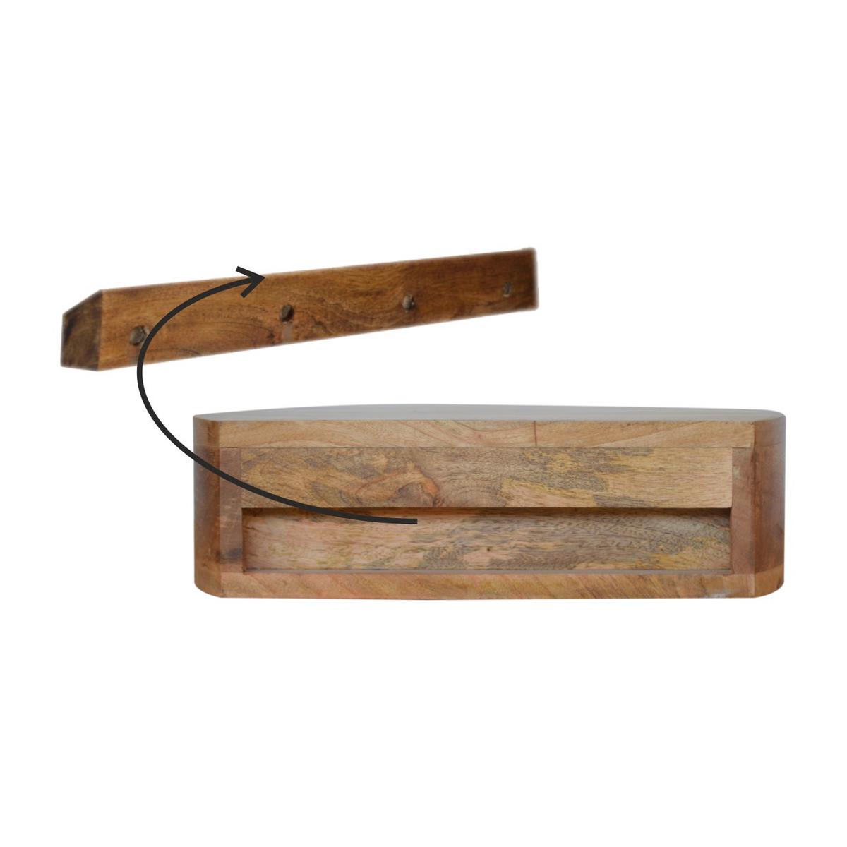 NACHTTISCH Wandmontage, Rund, 1 Schublade, Braun - Messingfarben/Braun, Holz/Metall (40/11/31cm) - Artisan Furniture