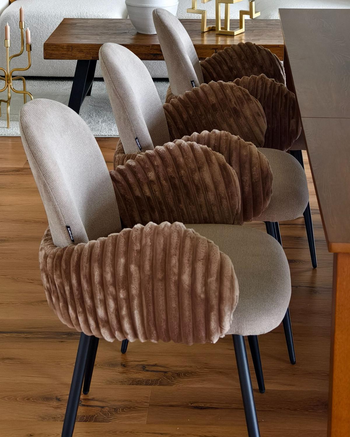 ESSZIMMERSTUHL 2er-Set Taupe Amity - Taupe/Schwarz, Textil (50/84/56cm) - Beliani