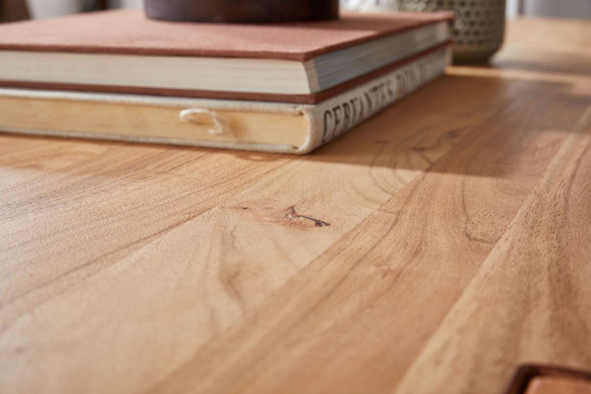 COUCHTISCH MUMBAI aus Massivholz im Landhaus-Stil mit natürlichem Design, Akazie 60x110x40 cm - Akaziefarben, Holz (110/60/40cm) - KADIMA DESIGN