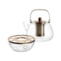 TEEKANNE MIT METALLHENKEL + STÖVCHEN Tè Per Te transparent 1,2 Liter - Transparent, Glas (1.2L) - Leonardo Living