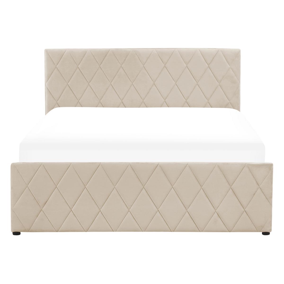 BETT mit Stauraum 140x200 cm Beige Rochefort - Beige, Textil (140/200cm) - Beliani