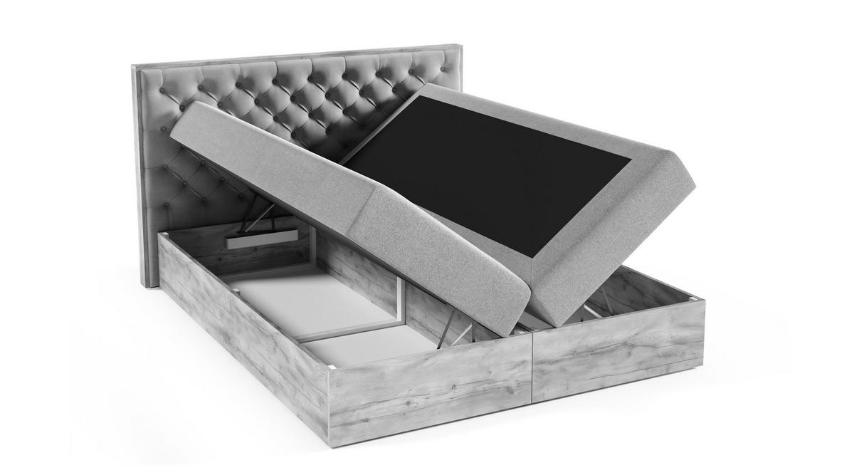 BOXBETT Clavio 180/200 cm in Schwarz – mit Bettkasten und Topper - Schwarz, Holz/Holzwerkstoff (180/200cm) - AX Living