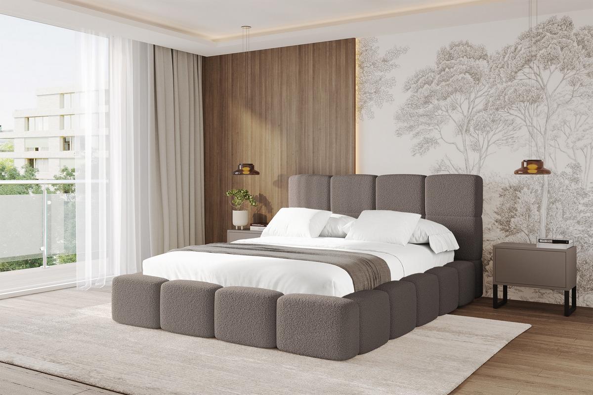 POLSTERBETT mit Bettkasten und Lattenrost mit Kopfteil, Boxbett ohne Matratze, mit Stauraum - NATA 140x200 Braun - Braun, Holzwerkstoff/Textil (140/200cm) - ALTDECOR
