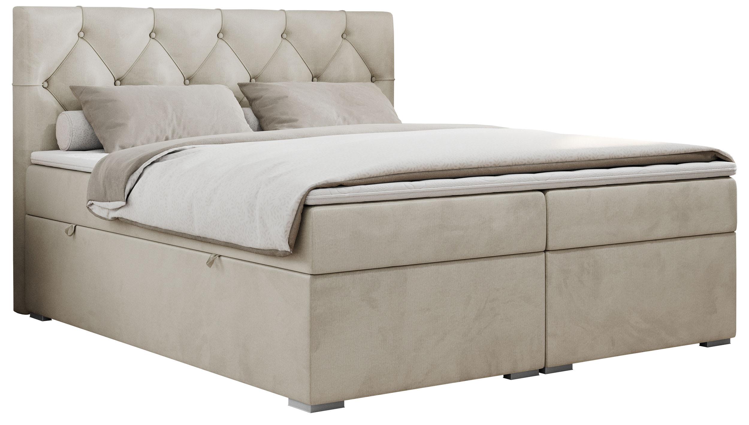 BOXBETT ALDA 140/200 Beige Velvet - H3 - Beige, Holz/Textil (140/200cm) - MKS