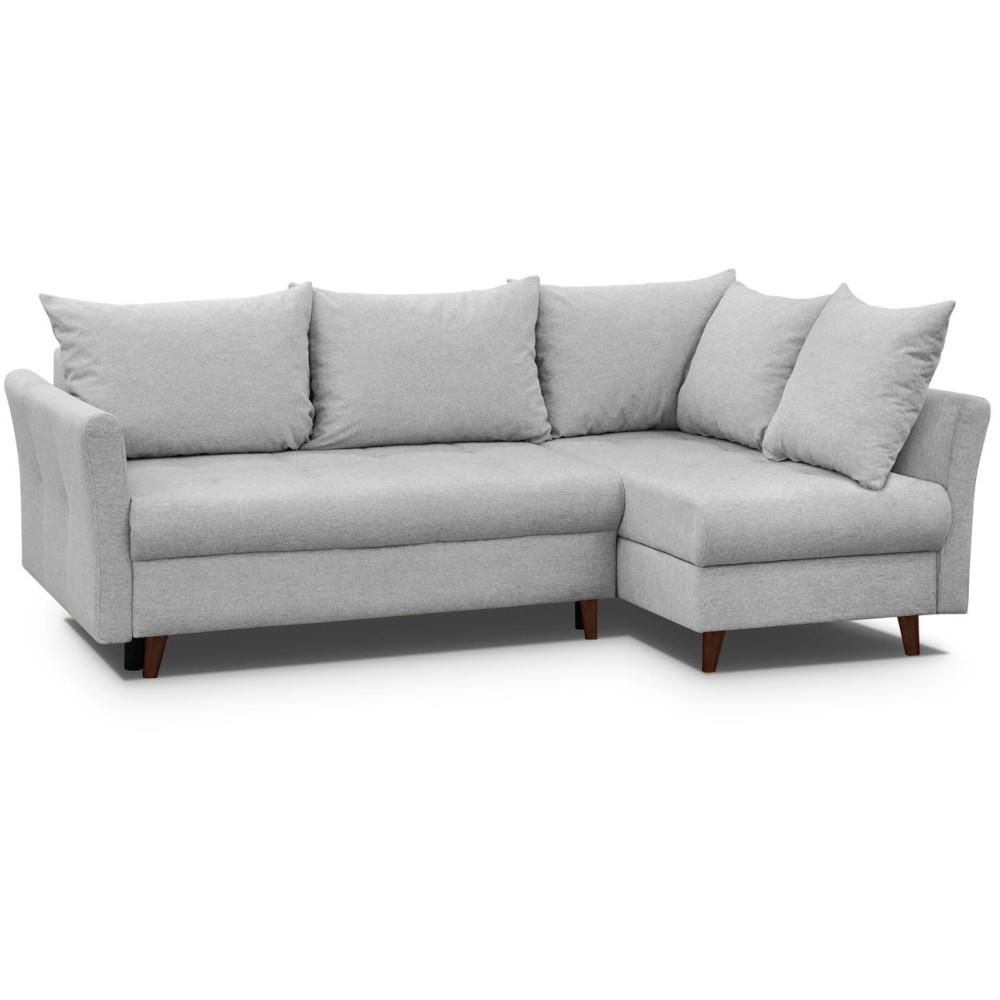 ECKSCHLAFSOFA Neron mit 2 Bettkasten und Beine in Wengefarbe, Hellgrau, rechts - Wengefarben/Hellgrau, Textil (233/148cm) - Beautysofa