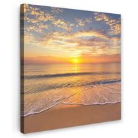 LEINWANDBILD Strand - Sonnenuntergang - Meer Deko Groß 90x90 cm - Gelb, Textil (90/90cm) - MuchoWow