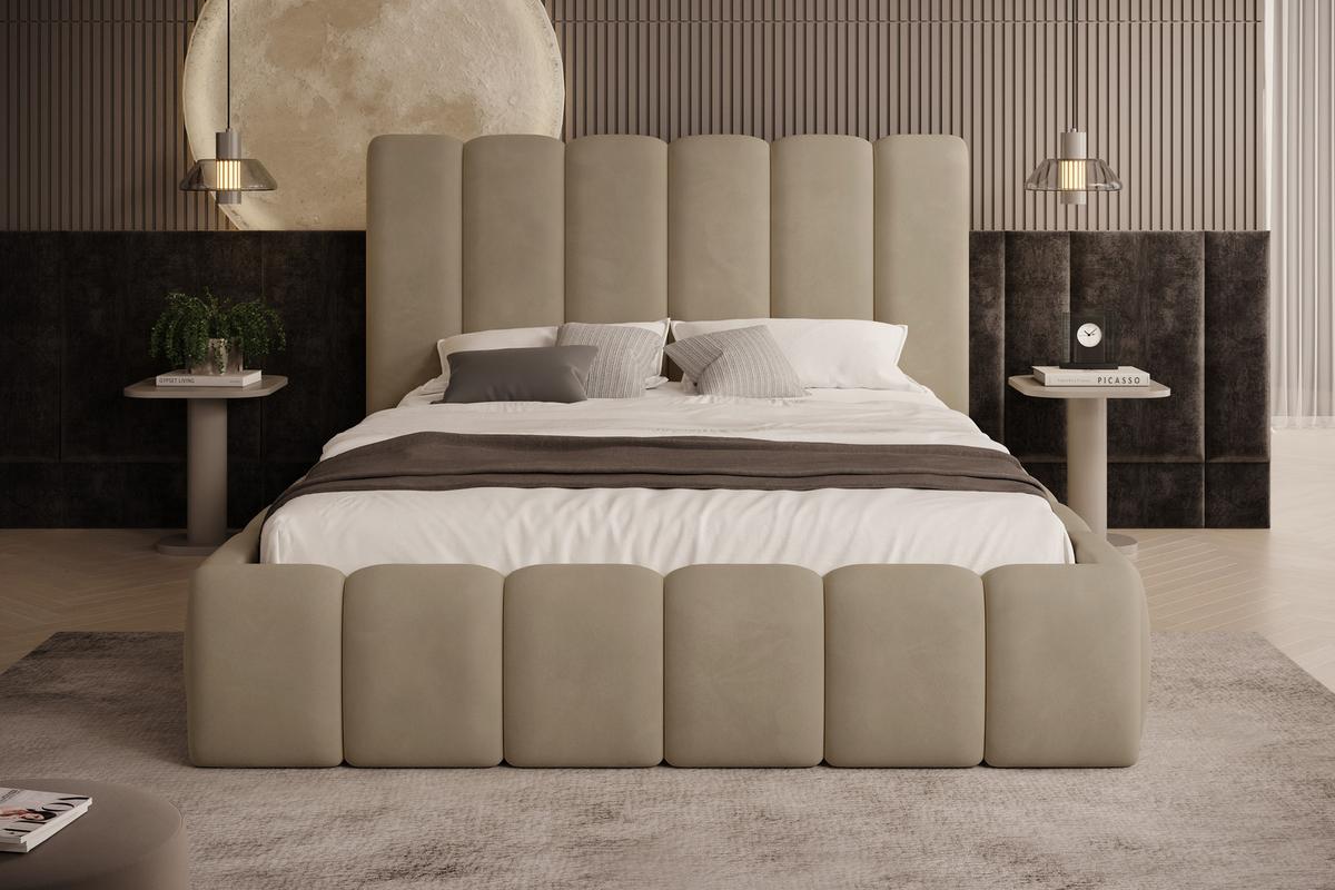POLSTERBETT Vilo 180x200 mit Bettkasten und Stabilem Metallgestell - Braun, Textil (180/200cm) - Storez24