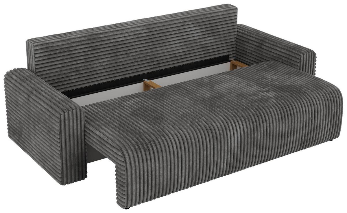 3-SITZER-SOFA NESSARO - Grau Cord - Schwarz/Grau, Kunststoff/Textil (243/92/90cm) - MKS
