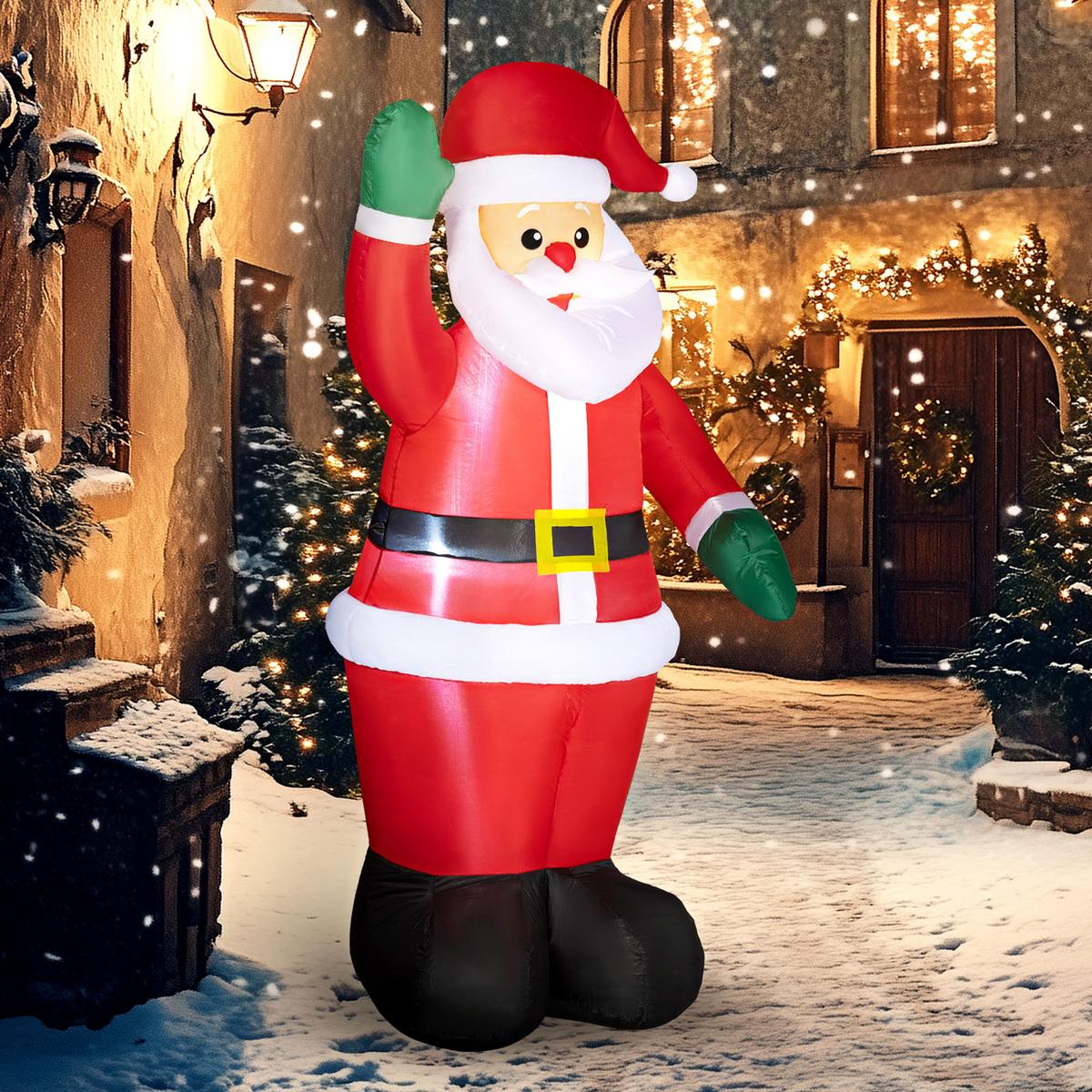 AUFBLASBAR Weihnachtsdeko 1,84 m Weihnachtsmann mit LED-Beleuchtung Gartendeko - Rot, Kunststoff (60/184/88cm) - Outsunny