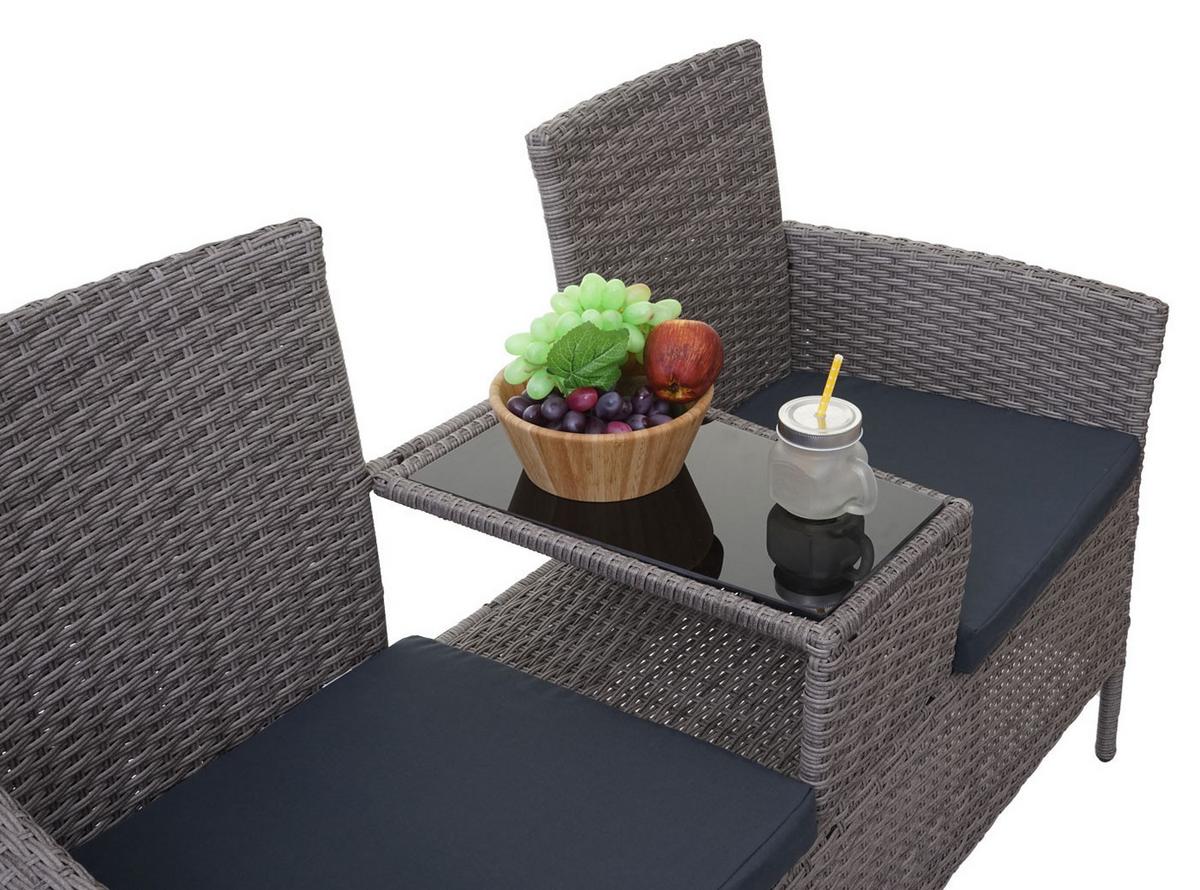 POLY-RATTAN SITZBANK Hellgrau, Grau - Hellgrau/Grau, Kunststoff (132/84/55cm) - MCW