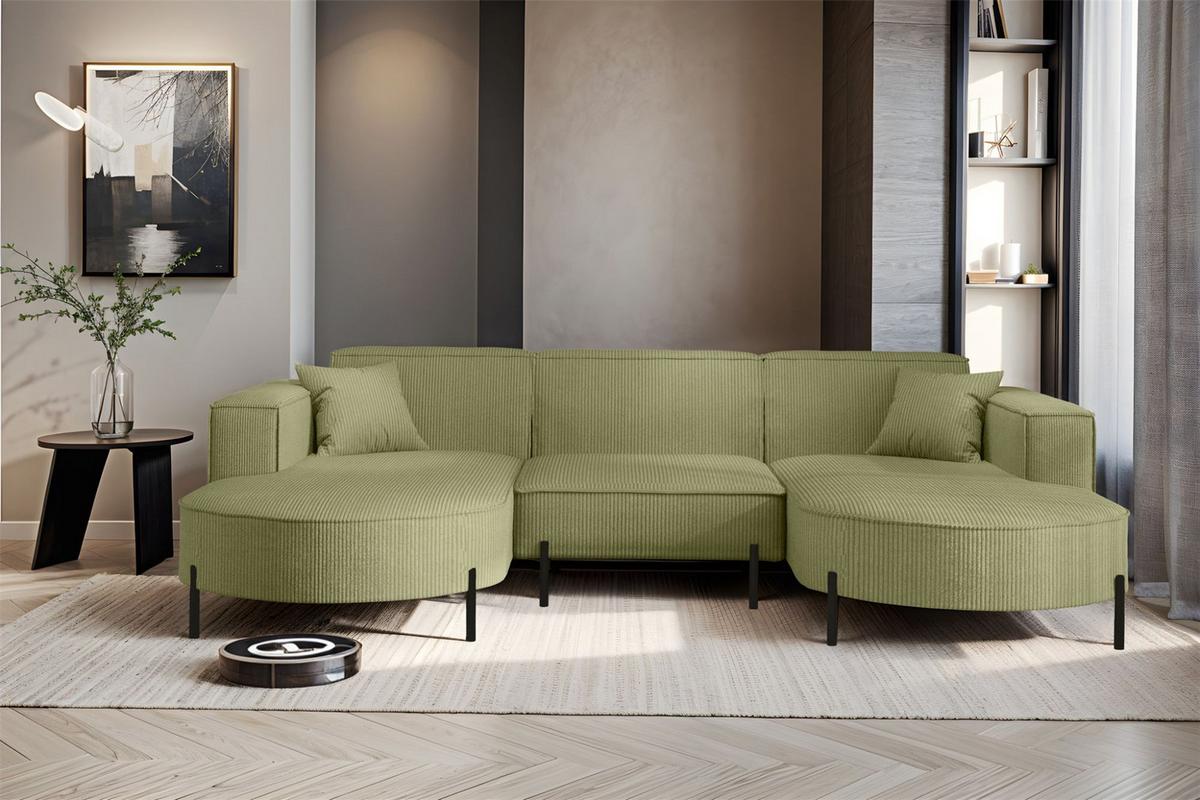 WOHNLANDSCHAFT Valencia - Opal, Holzwerkstoff/Textil (299/80/165cm) - Fun Möbel