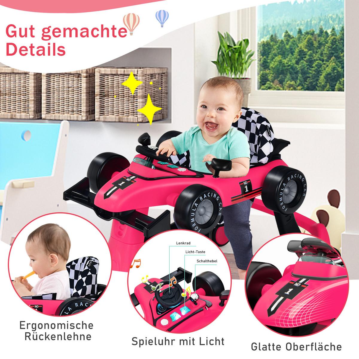 LAUFLERNWAGEN Pink - Pink, Kunststoff (73/56/64cm) - COSTWAY