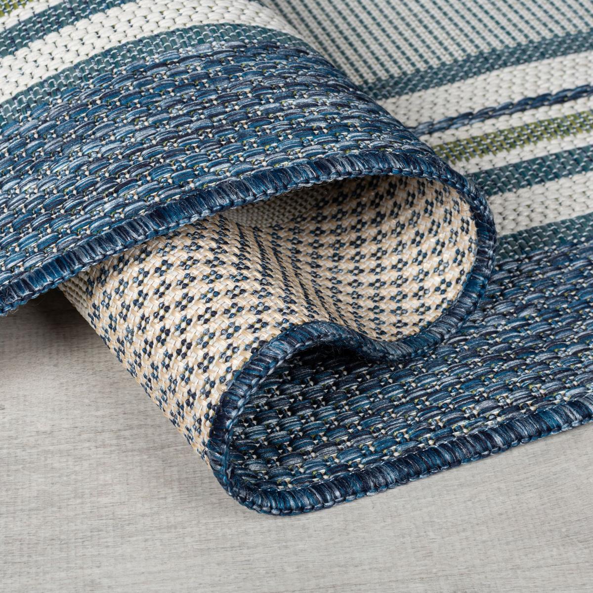 OUTDOORTEPPICH Waschbar FLEET, geometrisch, Blau-Grün, 80 x 230 cm - Blau, Textil (80/230cm) - KADIMA DESIGN