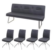 ESSZIMMER-SET Anthrazit 5er-Set - Anthrazit, Textil (180/90/60cm) - MCW