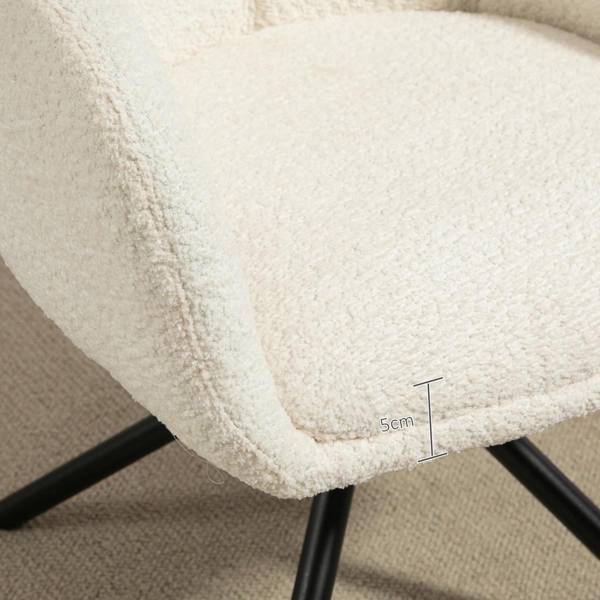 ARMLEHNENSTUHL Loungesessel mit Armlehne, 360° Drehfunktion, Leinenoptik, Cremeweiß - Creme, Kunststoff (58.5/78.5/59cm) - HOMCOM