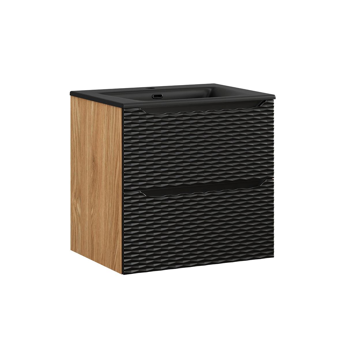 WASCHTISCH 60cm Elora Schwarz und Holz - Schwarz, Holzwerkstoff (60/57/46cm) - Petits-meubles