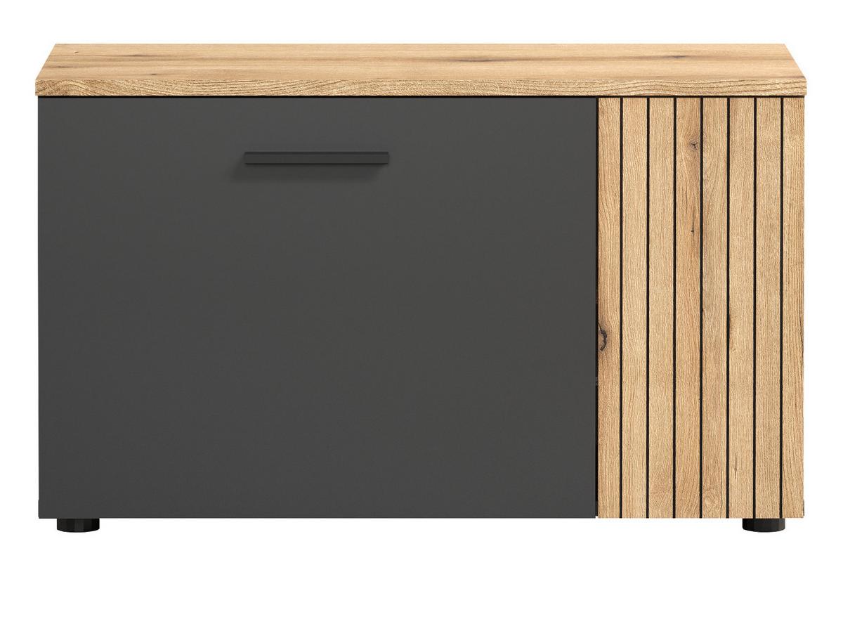 GARDEROBENBANK grau, Evoke Eiche 80 cm, Schuhbank mit 4 Fächern - Eichefarben/Anthrazit, Holzwerkstoff/Kunststoff (80/48/36cm) - Top.Furn