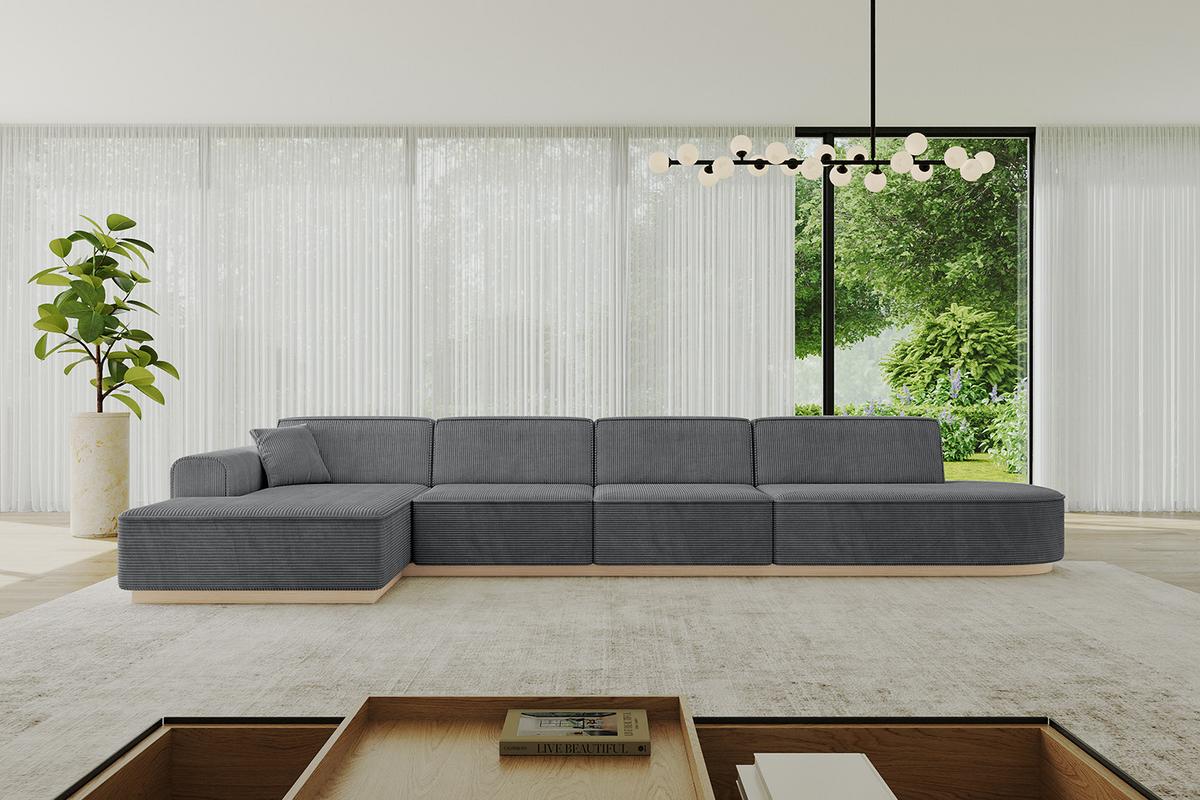 ECKSOFA Ottomane Links IREA-L3 - 412x165x80 cm Duneklgrau - Dunkelgrau, Holzwerkstoff/Textil (412/165cm) - ALTDECOR