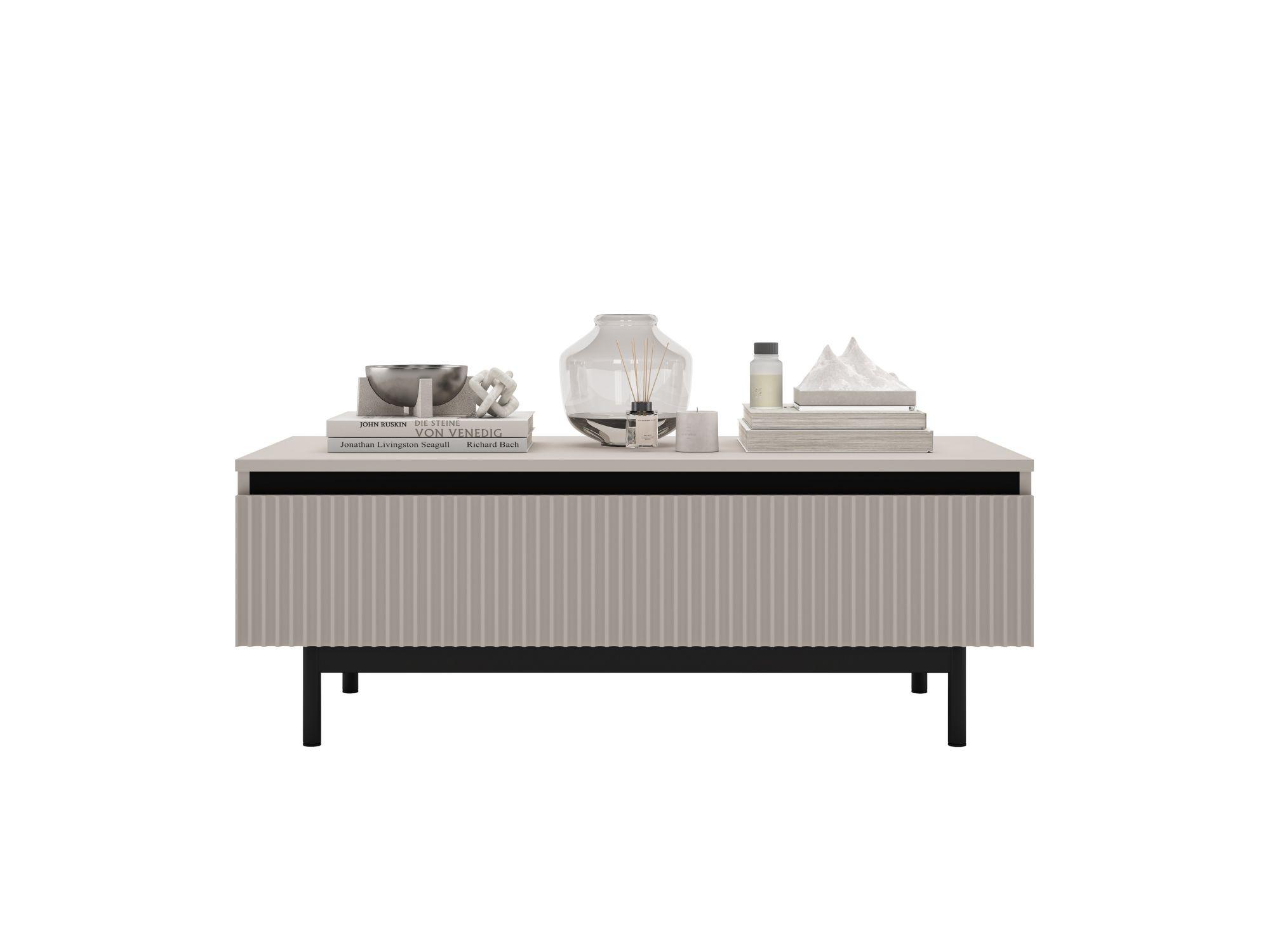 COUCHTISCH Selene Kaschmir matt 109 cm mit Metallrahmen - Kaschmir/Schwarz, Holzwerkstoff/Metall (50/109/39cm) - Meble Lindner