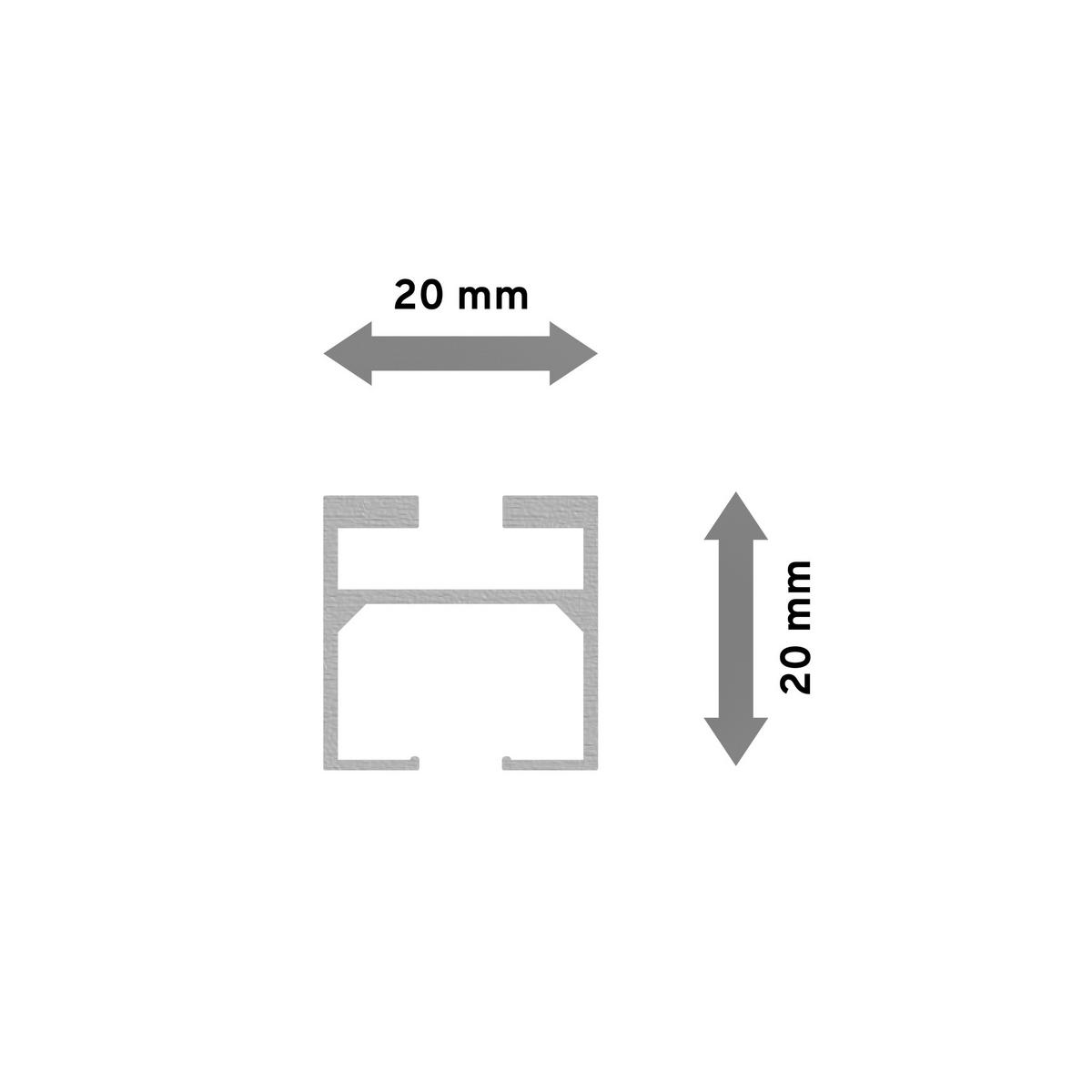INNENLAUFPROFIL 100 cm, 20x20 mm Satin-Silber - Silberfarben, Metall (100cm) - INTERDECO