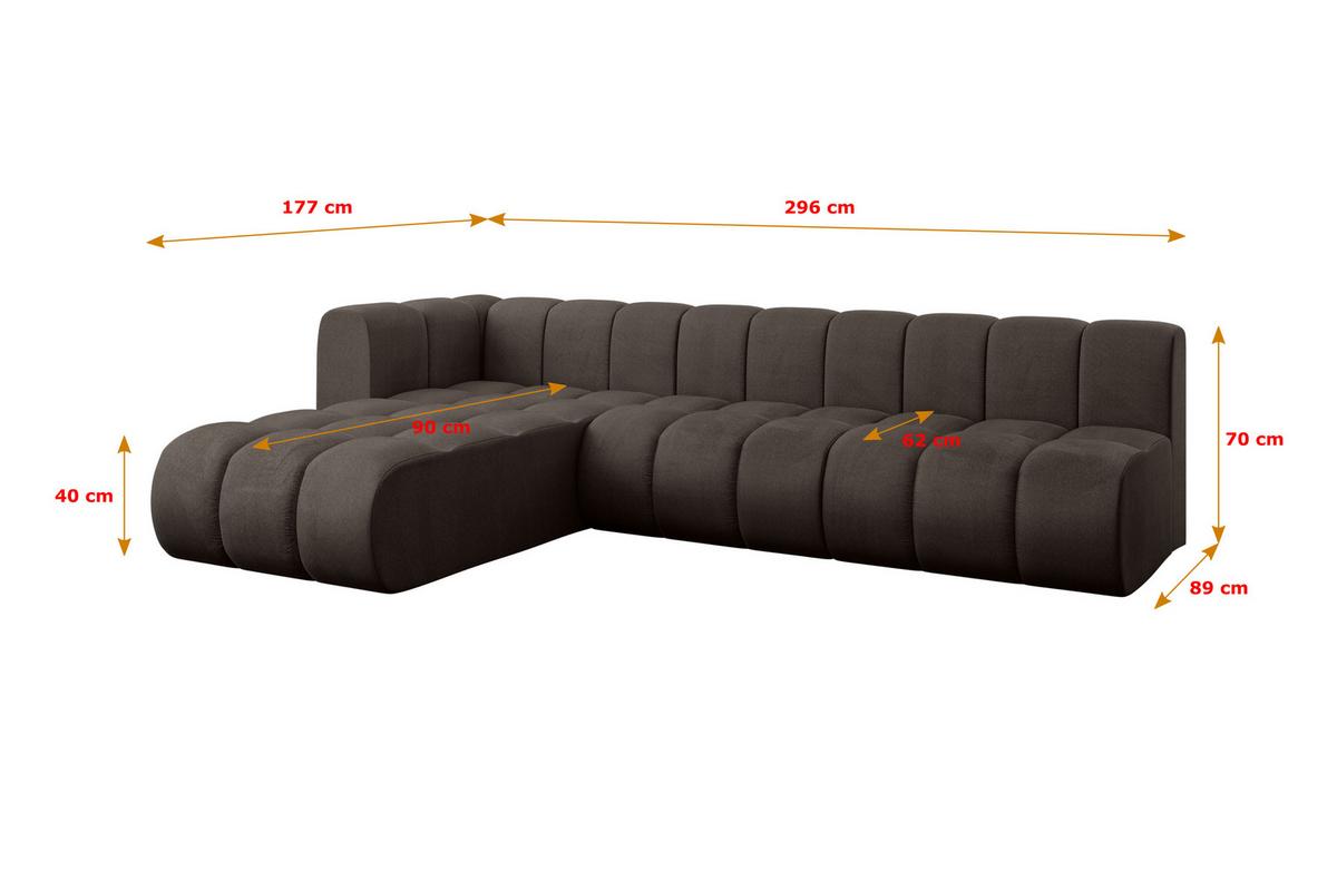 ECKSOFA modulares Sofa Darnel-L2 - 296x177x70 cm Braun - Braun, Holzwerkstoff/Textil (296/177cm) - ALTDECOR