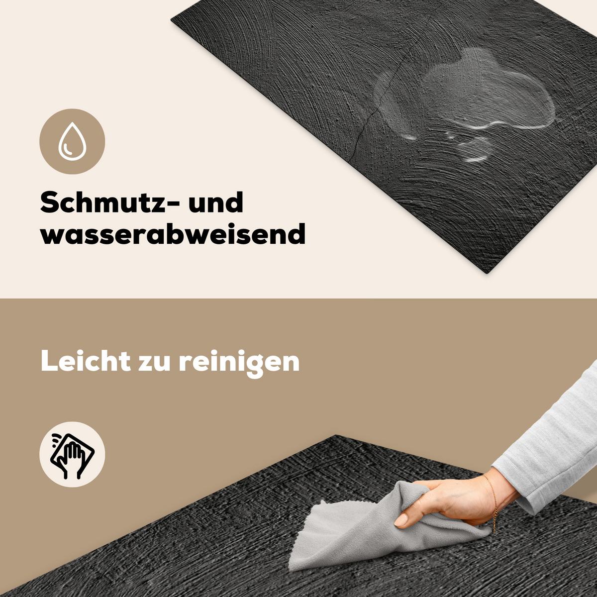 HERDABDECKPLATTE Beton - Schwarz - Industriell Ceranfeldabdeckung 85x52 cm - Anthrazit, Kunststoff (85/52/0.2cm) - MuchoWow