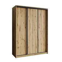 SCHWEBETÜRENSCHRANK NISSE 150/205/60 cm 3-türig Eiche Artisan - Eiche Artisan, Holzwerkstoff (150/205/60cm) - MASSENO