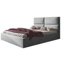 BETT 160x200 - Polsterbett mit Bettkasten und Holzrahmen - Modern Betten - Weicher Jasminstoff - Kollektion Lizbona, Grau - Grau, Holz/Kunststoff - Alpi-Möbel