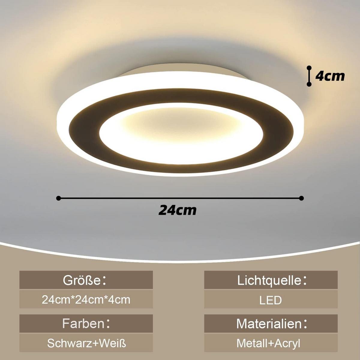LED-DECKENLEUCHTE Alger 24 cm - Schwarz, Metall (24/24/4cm) - Nettlife